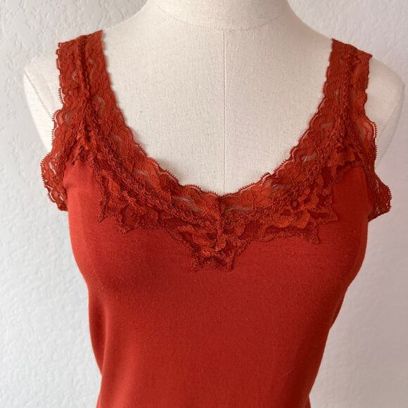 Chico's Lace Trim Cami Tank Top size 0 / US 4 Burnt Orange Whimsygoth Fairycore - Picture 5 of 5